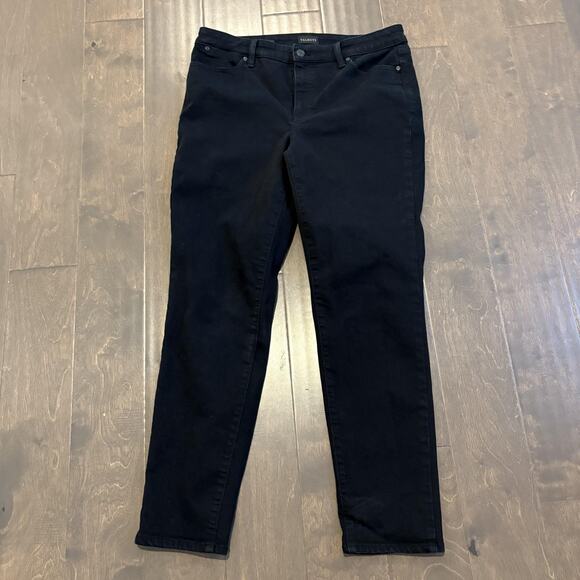 Talbots Jeans Womens 12 Black Denim Slim Ankle Stretch Five Pocket Mid Rise - Picture 1 of 9